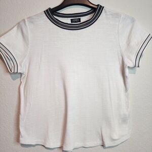 Jones New York White Short-Sleeve Tee with Navy Trim